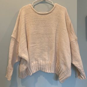 NWOT white chunky knit tie-back sweater